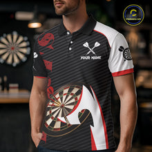 Load image into Gallery viewer, Personalized Darts Polo &amp; Quater Zip For Men Custom Darts Tournament Team Jersey |Red TDM6067