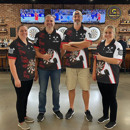 Personalized Darts Polo & Quater Zip For Women Custom Darts Tournament Team Jersey |Red TDM6067
