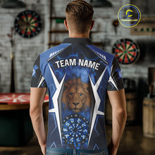 Load image into Gallery viewer, Blue Camo Dartboard Lion Dart Shirts For Men Custom Polo &amp; Quarter Zip Team Darts Jerseys TDM3980