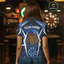 Load image into Gallery viewer, Blue Camo Dartboard Lion Dart Shirts For Women Custom Polo &amp; Quarter Zip Team Darts Jerseys TDM3980