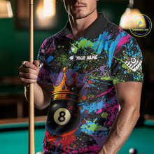 Load image into Gallery viewer, Funny 8 Ball Crown Colorful Paint Splash Custom Billiard Shirt For Men, Billiard Team Jerseys TDM3982