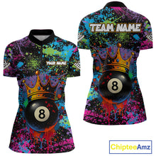 Load image into Gallery viewer, Funny 8 Ball Crown Colorful Paint Splash Custom Billiard Shirt For Women, Billiard Team Jerseys TDM3982