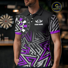 Load image into Gallery viewer, Personalized Darts Heartbeat Zig-Zag Pattern Custom Dart Shirts For Men, Dart Team Jersey|Purple TDM3983