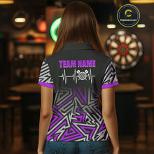 Load image into Gallery viewer, Personalized Darts Heartbeat Zig-Zag Pattern Custom Dart Shirts For Women, Dart Team Jersey|Purple TDM3983