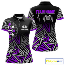 Load image into Gallery viewer, Personalized Darts Heartbeat Zig-Zag Pattern Custom Dart Shirts For Women, Dart Team Jersey|Purple TDM3983