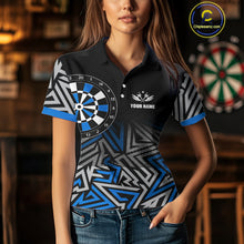 Load image into Gallery viewer, Personalized Darts Heartbeat Zig-Zag Pattern Custom Dart Shirts For Women, Dart Team Jersey|Blue TDM3984