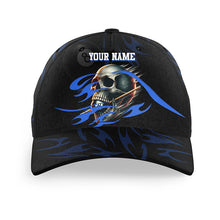 Load image into Gallery viewer, Funny Skull 8 Ball Pool Billiard Hats For Player Custom Adjustable 3D Billiard Baseball Caps |Blue TDM2005