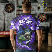 Load image into Gallery viewer, Thunder Lightning Storm Shark Darts Shirt For Men Custom Purple Darts Team Jersey Polo &amp; 1/4 Zip TDM4570