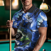 Load image into Gallery viewer, Thunder Lightning Storm Custom Shark Billiard Shirt For Men, 8 Ball Pool Billiard Team Jersey|Blue TDM4571