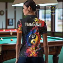 Load image into Gallery viewer, Colorful Billiard Jersey For Women Custom Funny Yin-Yang 8&amp;9 Ball Pool Team Shirts Polo &amp; 1/4 Zip TDM4574