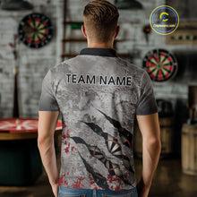 Load image into Gallery viewer, Custom Red And Grey Grunge Darts Shirt For Men, Personalized Darts Jersey Team Polo &amp; 1/4 Zip TDM4995