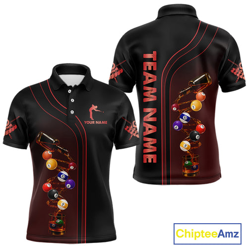 Funny DNA Wine Billiard Shirt For Men Custom Pool Team Shirts, Billiard Jersey Polo & 1/4 Zip|Red TDM5194