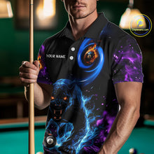 Load image into Gallery viewer, Personalized Blue Purple  Flaming 3D Panther Billiard Shirts For Men, Cool Team Billiard Jerseys TDM5196