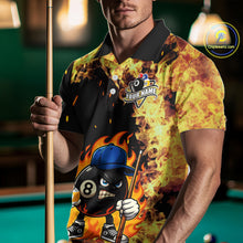 Load image into Gallery viewer, Personalized Billiard Flame Funny 8 Ball Pool Polo &amp; 1/4 Zip For Men Custom Billiard Team Jersey TDM5201