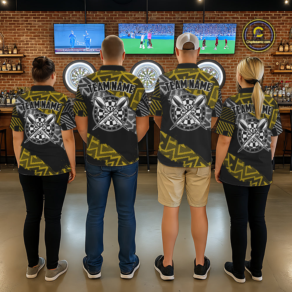 Custom Darts Shirt For Men Personalized Zig-Zag Pattern Dart Jersey, Cool Dart Team Shirts|Yellow TDM5454