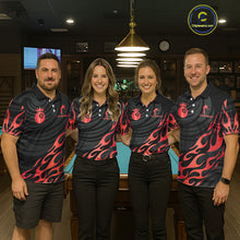 Load image into Gallery viewer, Custom Crown 8 Ball Billiard Shirt For Women, Black And Red Pool Team Jersey Polo &amp; Quarter Zip TDM5458