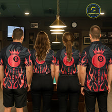 Load image into Gallery viewer, Custom Crown 8 Ball Billiard Shirt For Women, Black And Red Pool Team Jersey Polo &amp; Quarter Zip TDM5458