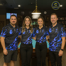 Load image into Gallery viewer, Custom Crown 8 Ball Billiard Shirt For Men, Black And Blue Pool Team Jersey Polo &amp; Quarter Zip TDM5459