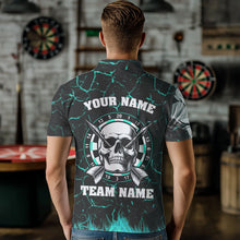 Load image into Gallery viewer, Personalized Turquoise Glowing Crack Skull Dart Shirts Custom Scary Dart Shirts For Men Dart Jersey TDM3416