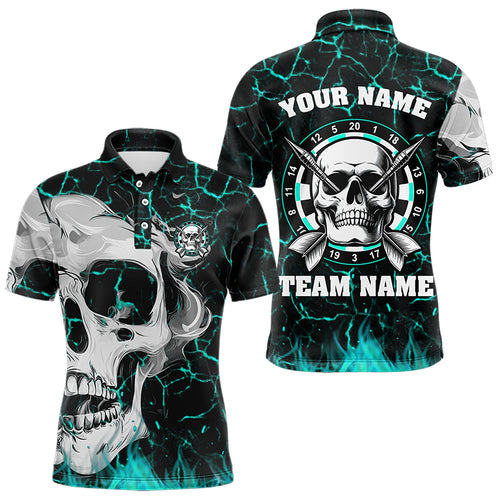 Personalized Turquoise Glowing Crack Skull Dart Shirts Custom Scary Dart Shirts For Men Dart Jersey TDM3416
