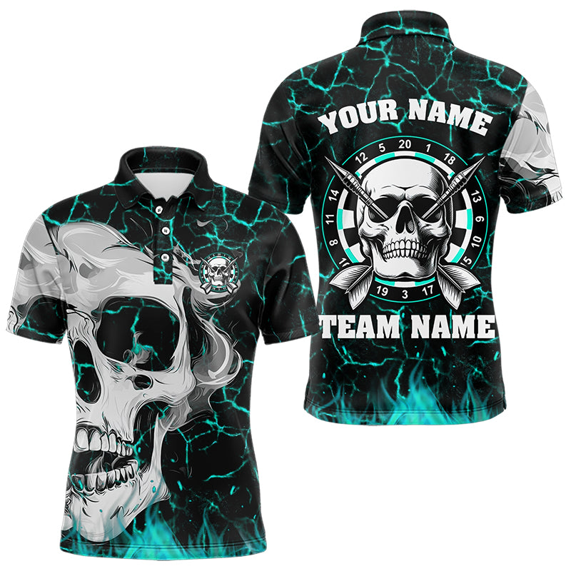 Personalized Turquoise Glowing Crack Skull Dart Shirts Custom Scary Dart Shirts For Men Dart Jersey TDM3416