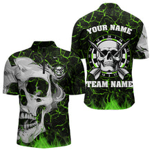 Load image into Gallery viewer, Personalized Green Glowing Fire Crack Skull Dart Shirt Custom Dart Shirts For Men Dart Team Jersey TDM3418