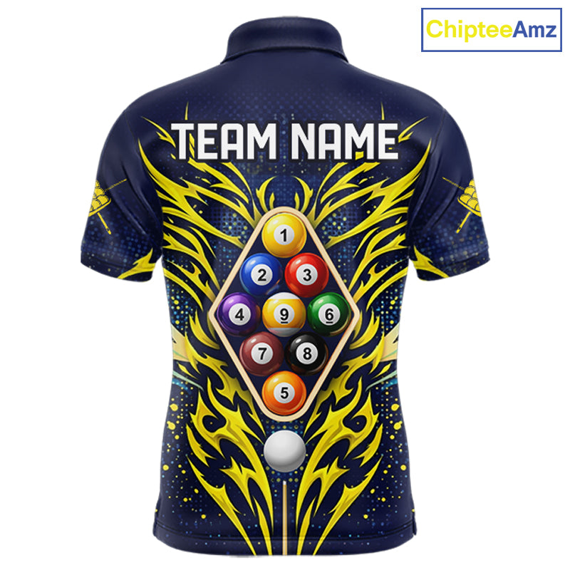 Personalized Tribal Flame 9 Ball Billiard Shirt For Men Custom 9 Ball Pool Team Jersey TDM5712