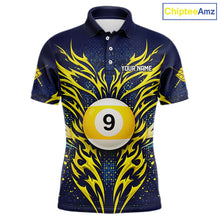 Load image into Gallery viewer, Personalized Tribal Flame 9 Ball Billiard Shirt For Men Custom 9 Ball Pool Team Jersey TDM5712