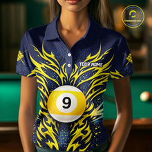 Load image into Gallery viewer, Personalized Tribal Flame 9 Ball Billiard Shirt For Women Custom 9 Ball Pool Team Jersey TDM5712