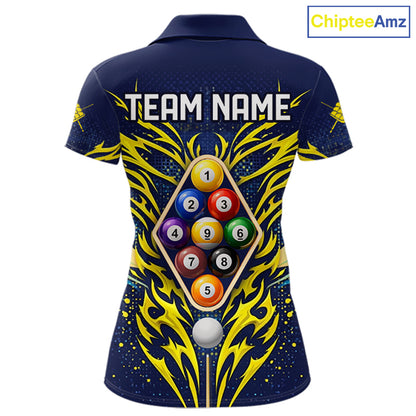 Personalized Tribal Flame 9 Ball Billiard Shirt For Women Custom 9 Ball Pool Team Jersey TDM5712