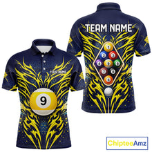 Load image into Gallery viewer, Personalized Tribal Flame 9 Ball Billiard Shirt For Men Custom 9 Ball Pool Team Jersey TDM5712