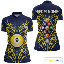 Load image into Gallery viewer, Personalized Tribal Flame 9 Ball Billiard Shirt For Women Custom 9 Ball Pool Team Jersey TDM5712