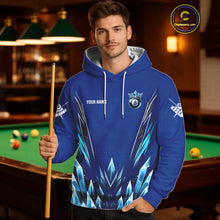 Load image into Gallery viewer, Blue 8 Ball Pool Icy Billiard Hoodie For Men And Women Custom 8 Ball Hoodie, Billiards Gifts TDM5715