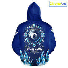 Load image into Gallery viewer, Blue 8 Ball Pool Icy Billiard Hoodie For Men And Women Custom 8 Ball Hoodie, Billiards Gifts TDM5715