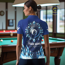 Load image into Gallery viewer, Blue 8 Ball Pool Icy Billiard Polo &amp; 1/4 Zip For Women Custom Billiard League Team Jersey TDM5715