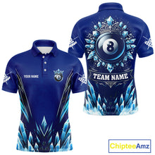 Load image into Gallery viewer, Blue 8 Ball Pool Icy Billiard Polo &amp; 1/4 Zip For Men Custom Billiard League Team Jersey TDM5715