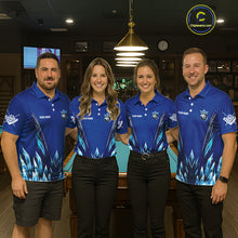 Load image into Gallery viewer, Blue 8 Ball Pool Icy Billiard Polo &amp; 1/4 Zip For Men Custom Billiard League Team Jersey TDM5715