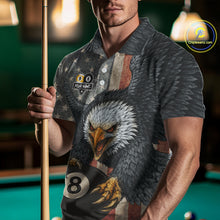 Load image into Gallery viewer, Personalized 8 Ball &amp; 9 Ball Vintage American Flag Eagle Billiard Shirt For Men, Pool Team Jersey TDM5720
