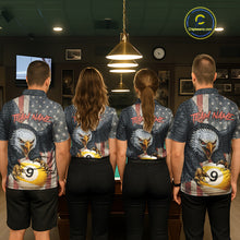 Load image into Gallery viewer, Personalized 8 Ball &amp; 9 Ball Vintage American Flag Eagle Billiard Shirt For Women, Pool Team Jersey TDM5720