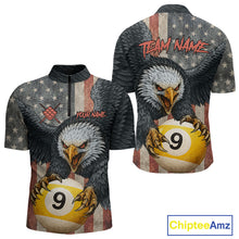 Load image into Gallery viewer, Personalized Vintage American Flag Eagle Billiard Shirt For Men, 9 Ball Pool Billiard Team Jerseys TDM5721
