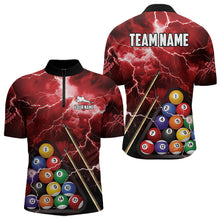 Load image into Gallery viewer, Personalized 3D Pool Ball Thunder Lightning Red Billiard Shirts For Men, 8 Ball Billiard Jerseys TDM3716