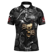 Load image into Gallery viewer, Personalized Skull Dartboard Smoke Pattern Black Dart Shirts For Men Dart Jerseys Polo &amp; 1/4 Zip TDM3720