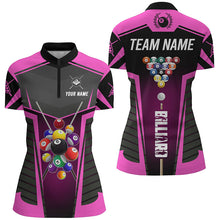 Load image into Gallery viewer, Personalized Pink Jerseys Billiard Balls Women Polo &amp; 1/4 Zip Shirts Custom 3D Pool League Shirts TDM1611