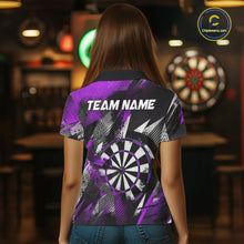 Load image into Gallery viewer, Personalized Purple Geometric Grunge Darts Shirt For Women Custom Darts Team Jersey Polo &amp; 1/4 Zip TDM6509