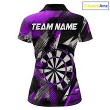 Load image into Gallery viewer, Personalized Purple Geometric Grunge Darts Shirt For Women Custom Darts Team Jersey Polo &amp; 1/4 Zip TDM6509