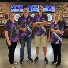 Load image into Gallery viewer, Personalized Purple Geometric Grunge Darts Shirt For Women Custom Darts Team Jersey Polo &amp; 1/4 Zip TDM6509