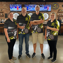Load image into Gallery viewer, Custom Black And Yellow Funny Cat Darts Shirt For Women, Darts Jersey Polo &amp; 1/4 Zip, Darts Gifts TDM6510