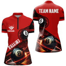 Load image into Gallery viewer, Red 8 Ball Pool Billiard Jersey For Women Custom Billiard Pool Shirts Team League Billiard Uniform TDM1812