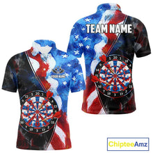 Load image into Gallery viewer, Personalized Watercolor American Flag Dart Shirts For Men Custom Patriotic Darts Team Jerseys TDM4192