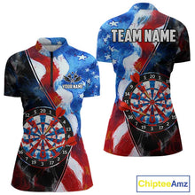 Load image into Gallery viewer, Personalized Watercolor American Flag Dart Shirts For Women Custom Patriotic Darts Team Jerseys TDM4192